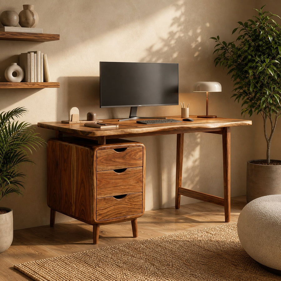 Mid Century Storage Desk For Bedroom And Home Office