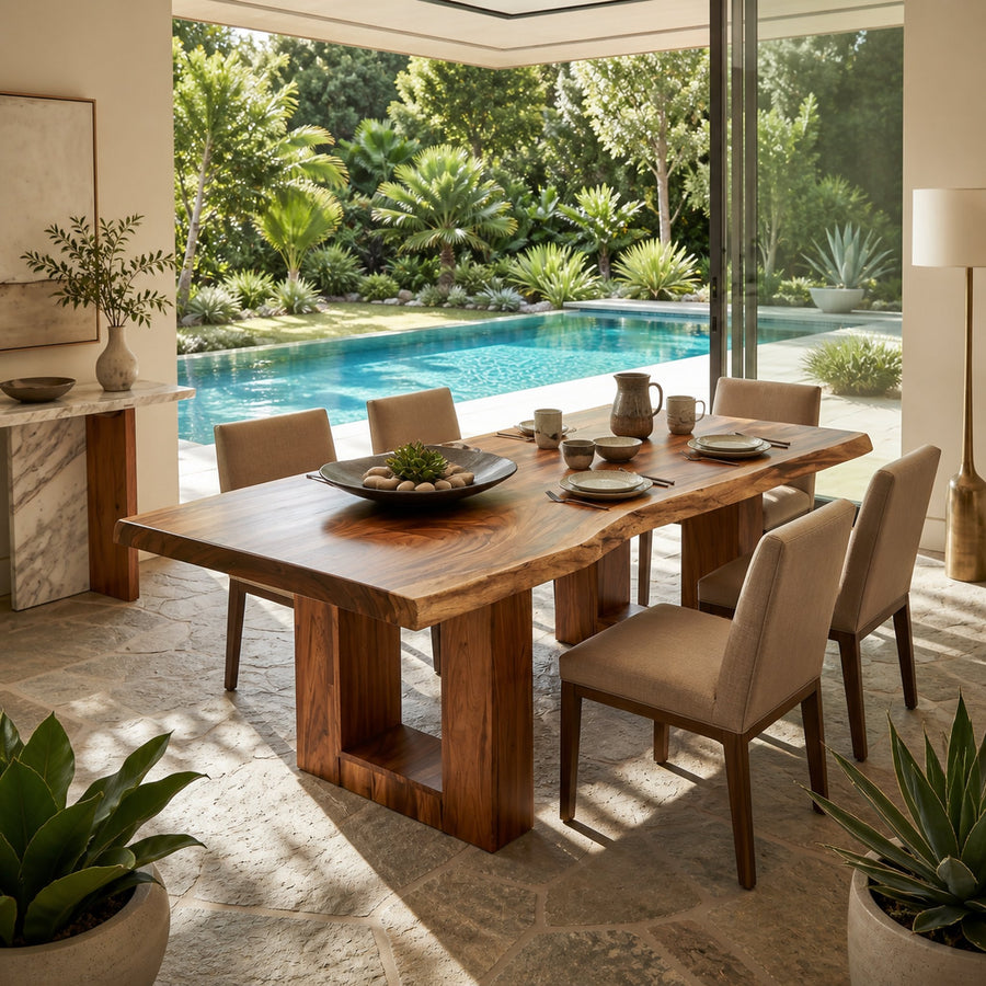 Minimalist Dining Table For Poolside Dining Area