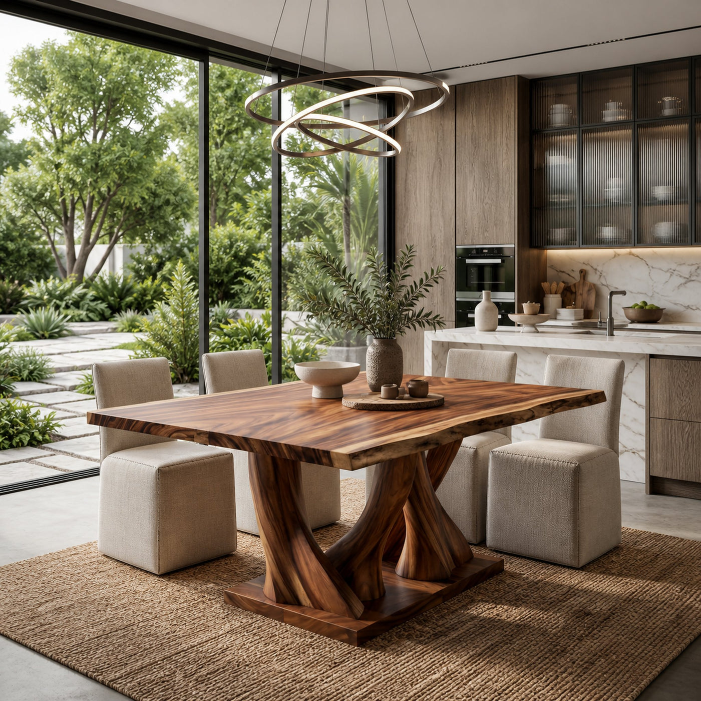 Modern Live Edge Kitchen Table For Garden Villa