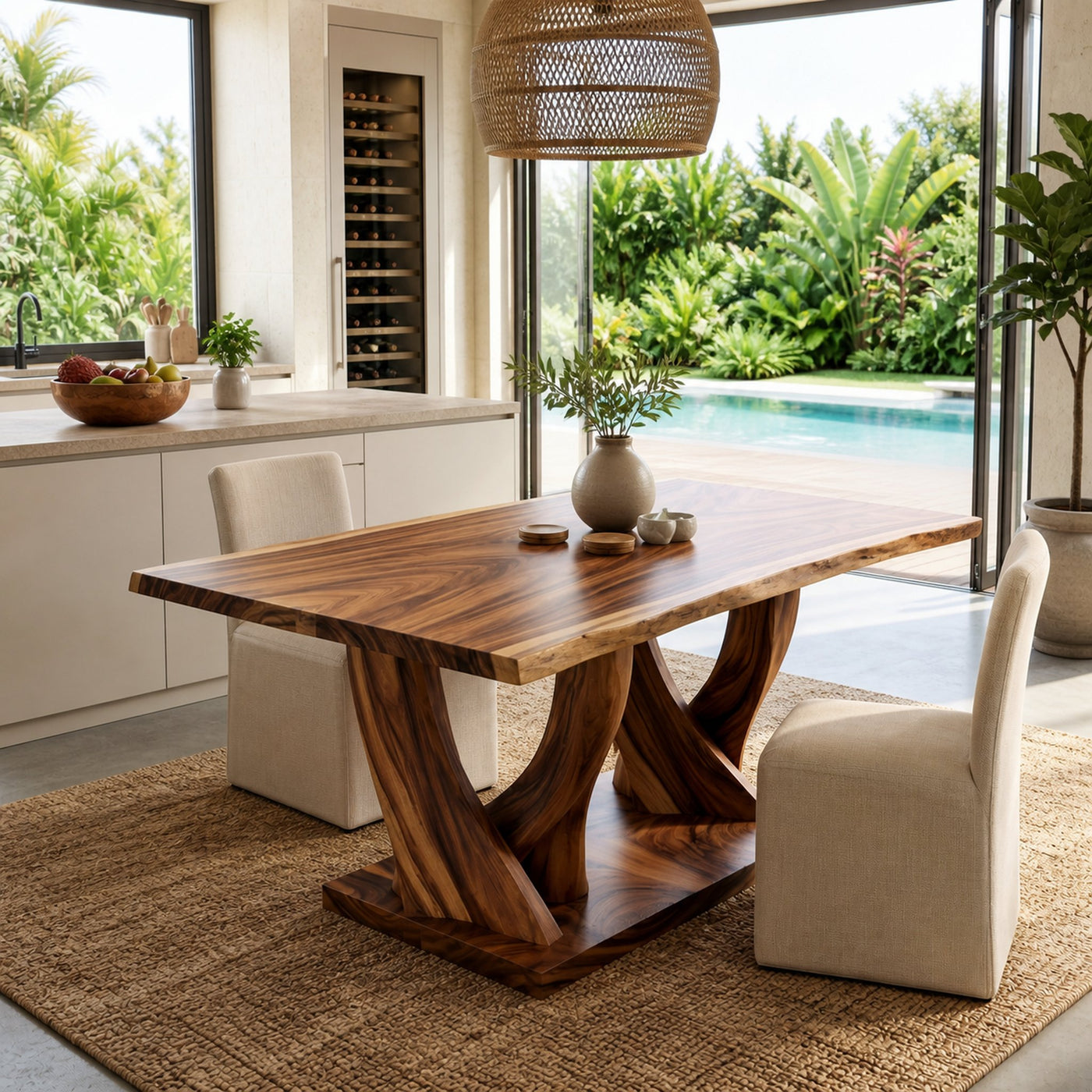 Modern Live Edge Kitchen Table For Garden Villa - product view 2