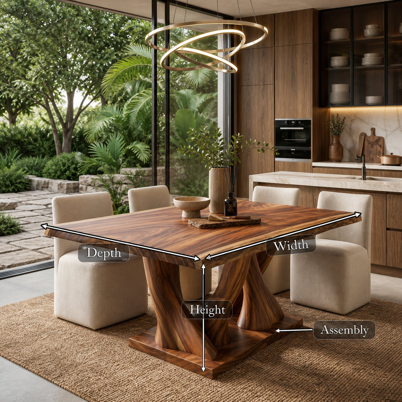 Modern Live Edge Kitchen Table For Garden Villa - product view 8