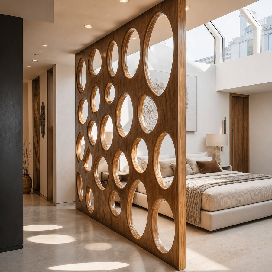 Modern Sculptural Room Divider Circle Pattern For Living Room