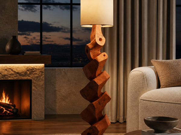 Ridgecut Aurora Floor Lamp with Faceted Body (Wood Body Only)