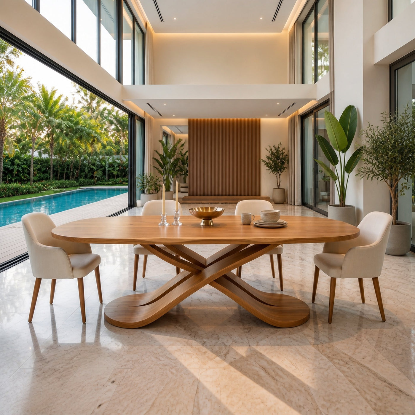 Oval Entertaining Table For Tropical Dining Room - product view 3