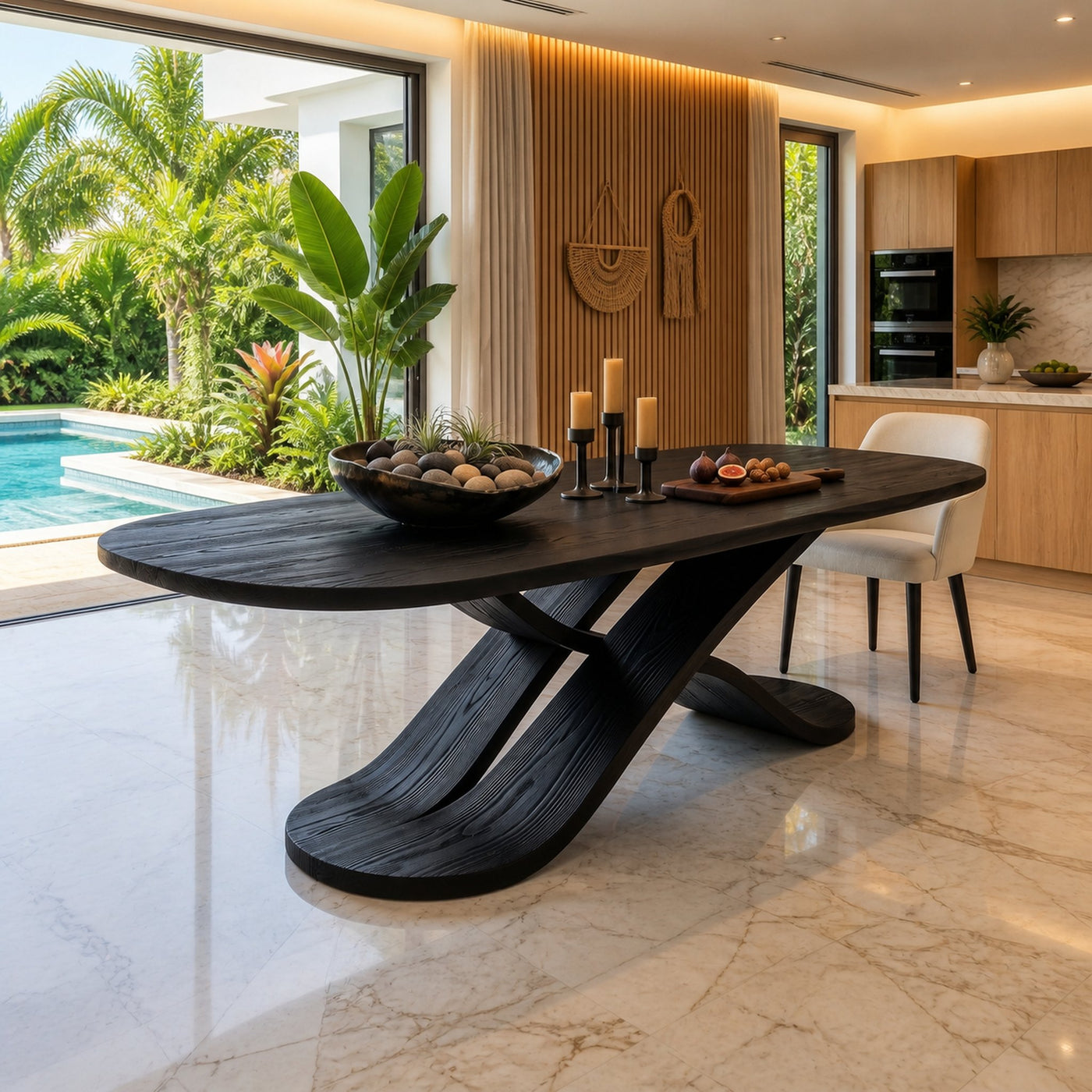 Oval Entertaining Table For Tropical Dining Room - product view 4