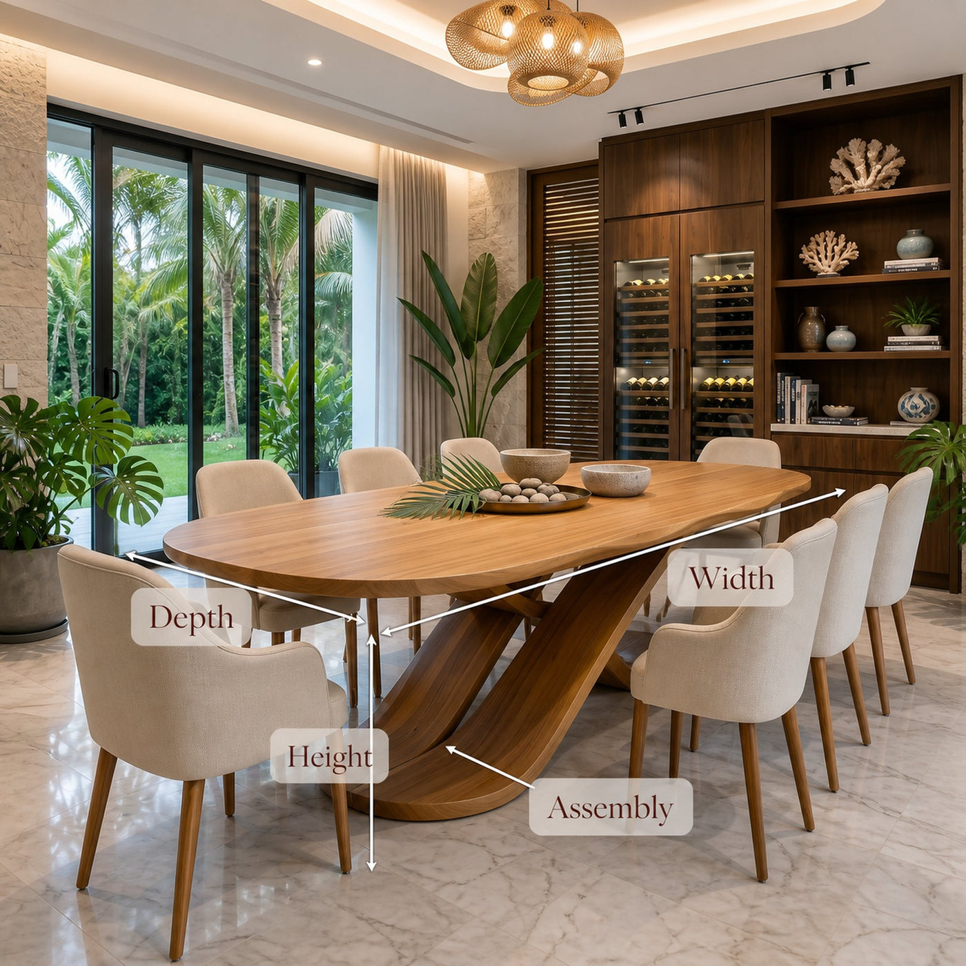 Oval Entertaining Table For Tropical Dining Room - product view 8