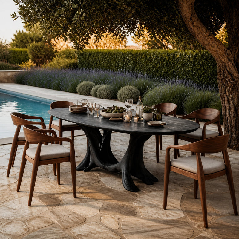Rootstock Point Solid Wood Dining Table with Root Base