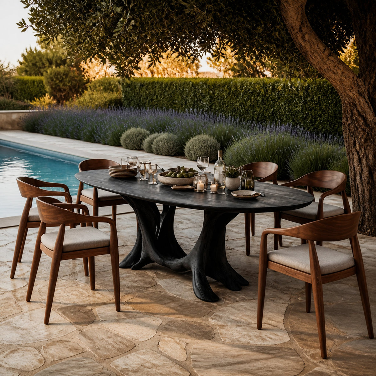 Rootstock Point Solid Wood Dining Table with Root Base - product view 4