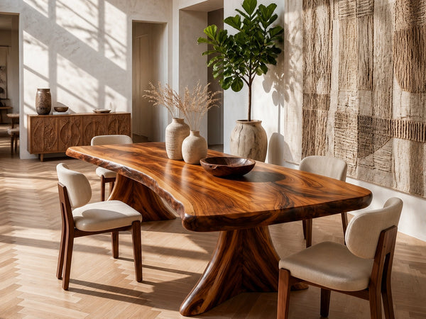 Scandinavian Natural Edge Dining Table For Casual Dining Space
