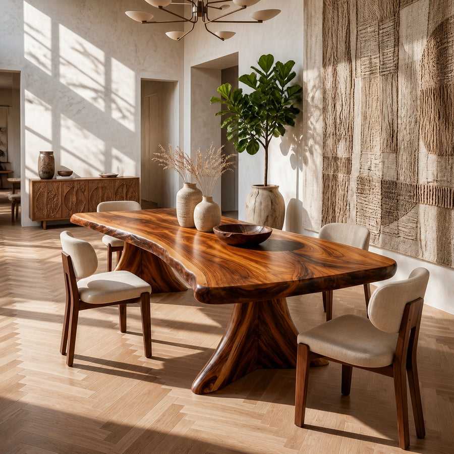 Scandinavian Natural Edge Dining Table For Casual Dining Space