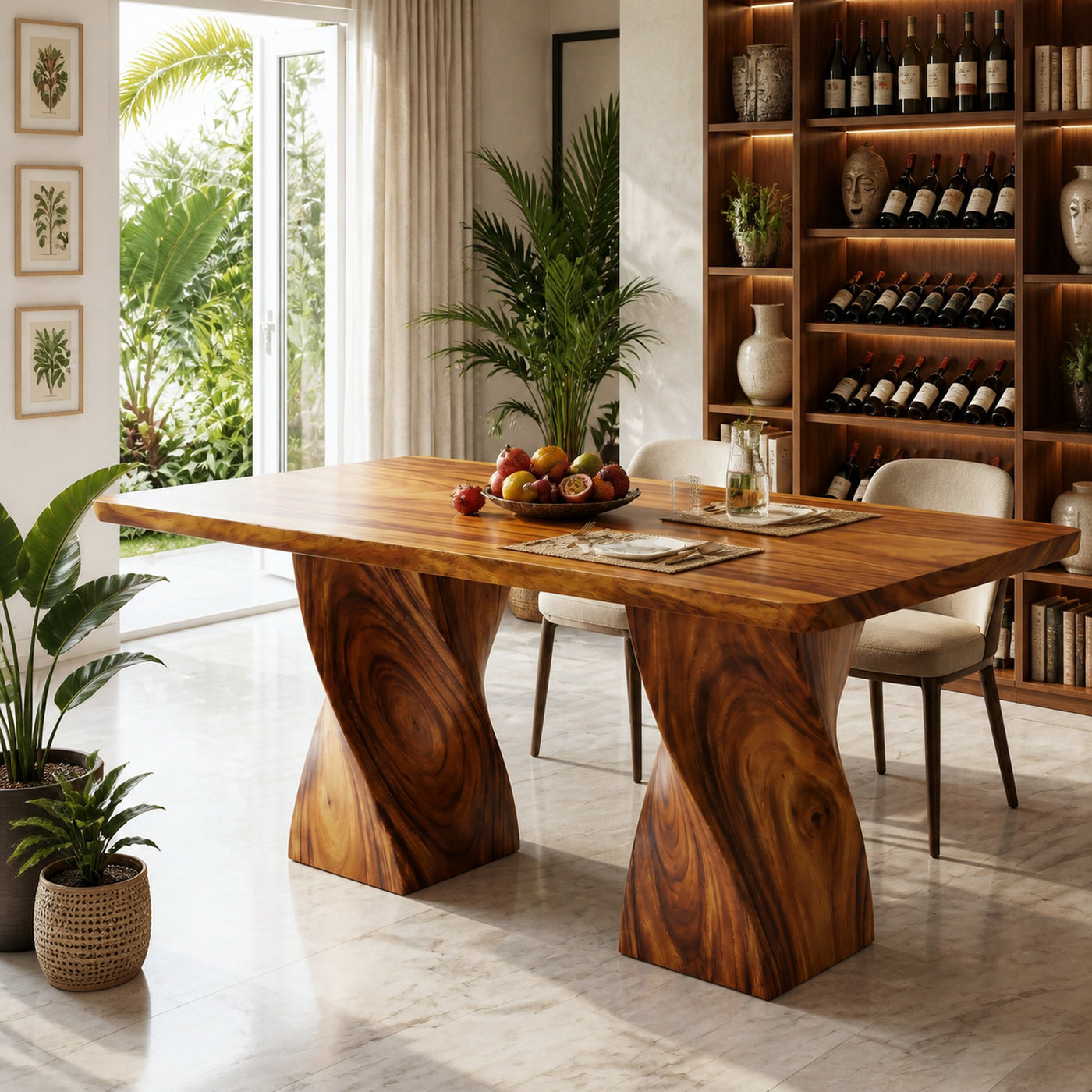 Storage Island Table For Mediterranean Open Kitchen