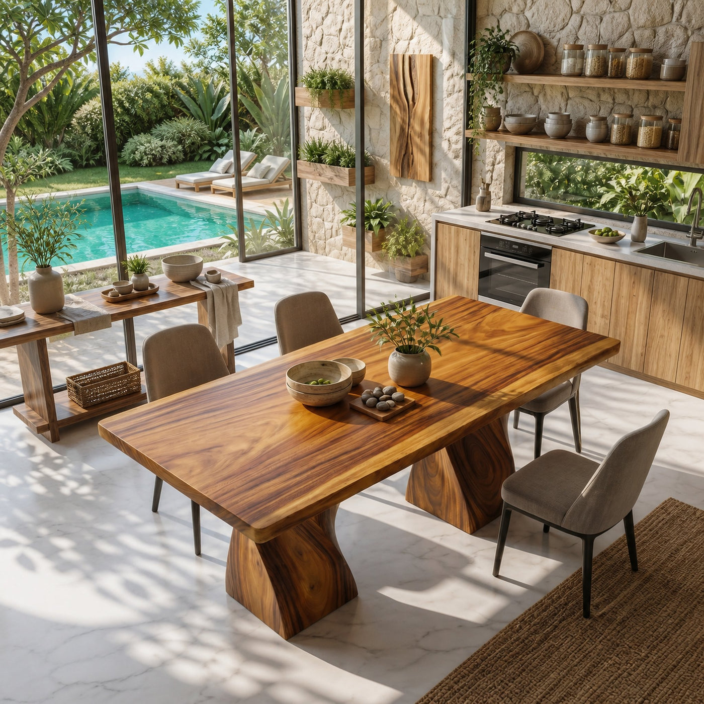 Storage Island Table For Mediterranean Open Kitchen - product view 2