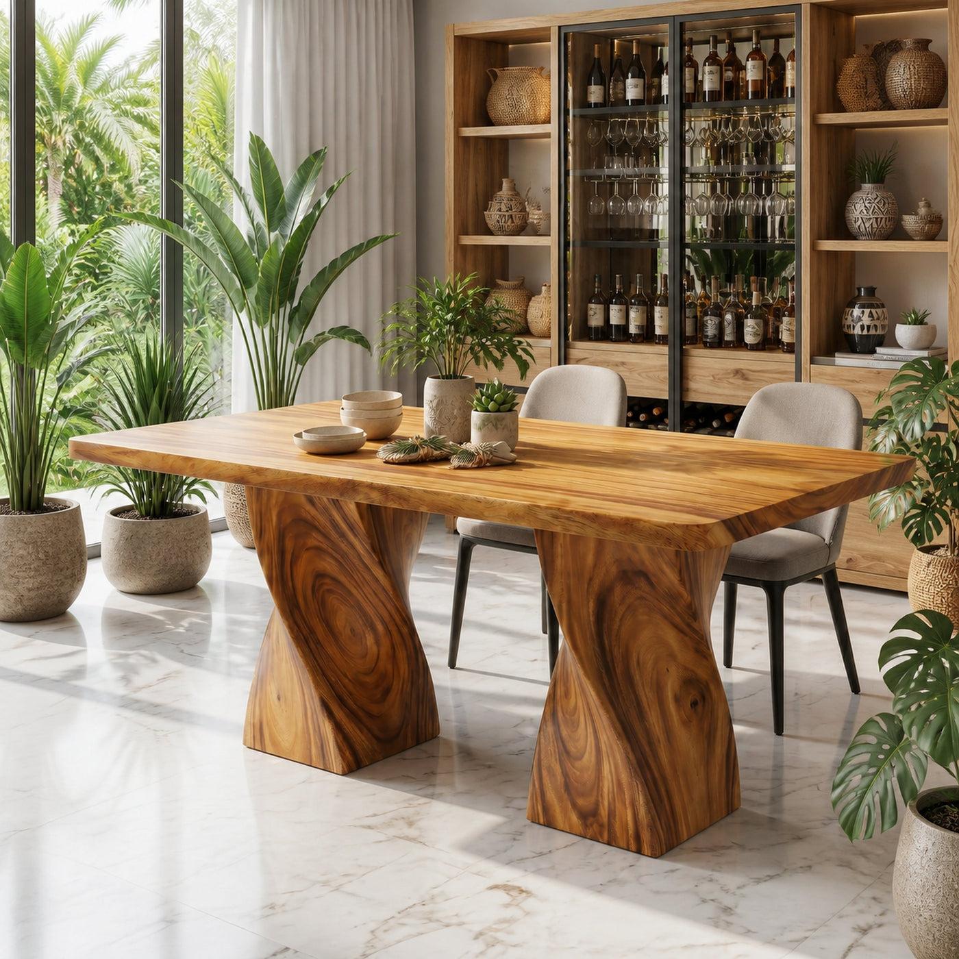 Storage Island Table For Mediterranean Open Kitchen - product view 5