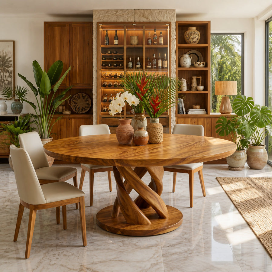 Tropical Round Gathering Table For Luxury Dining Room