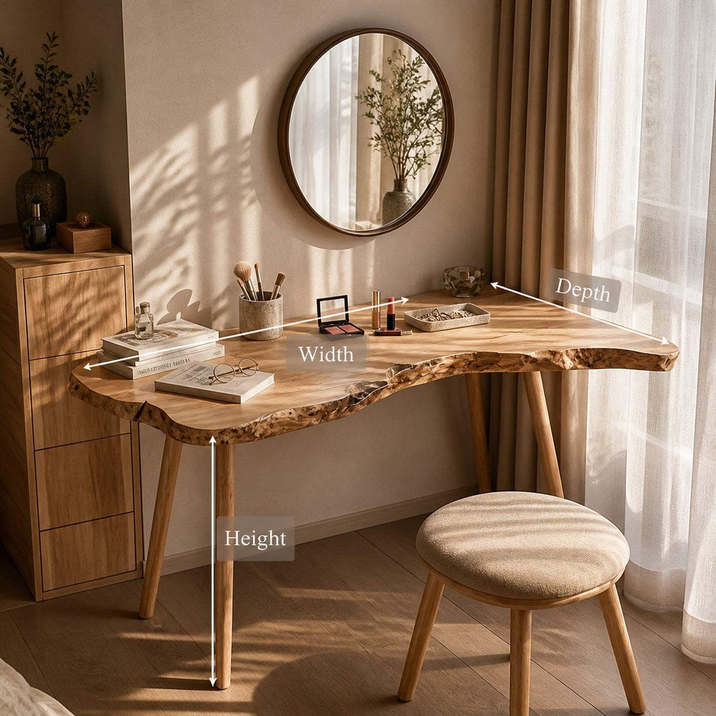 Scandinavian Natural Makeup Table Bedroom And Beauty Room - product view 6