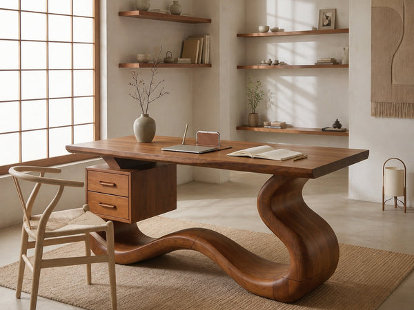 Scandinavian Organic Desk For Workspace Interior Space